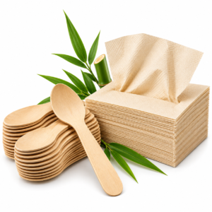 Wooden Spoones and Bamboo Tissue Paper